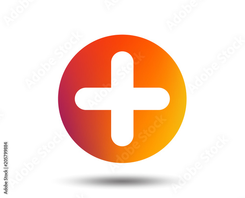 Plus sign icon. Positive symbol. Zoom in. Blurred gradient design element. Vivid graphic flat icon. Vector