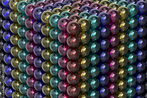Multicolored glass balls. A bright toy. Background 3D rendering.