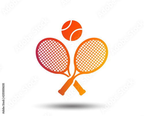Tennis rackets with ball sign icon. Sport symbol. Blurred gradient design element. Vivid graphic flat icon. Vector