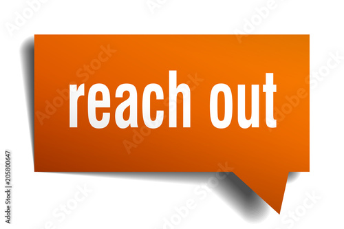 reach out orange 3d speech bubble