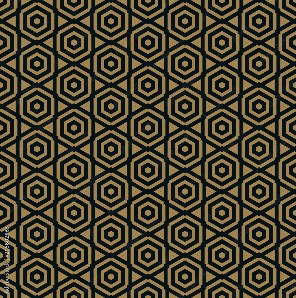 Vector seamless pattern. Modern stylish texture. Repeating Trendy geometric tiles with hexagon line.