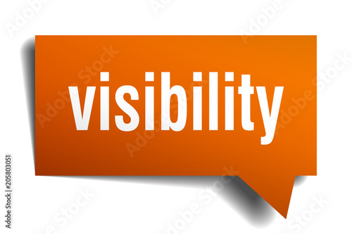 visibility orange 3d speech bubble