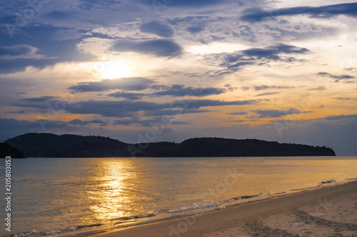 Landscape of paradise tropical island beach  sunrise shot
