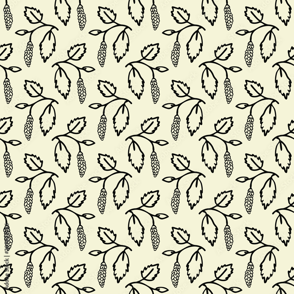 Seamless pattern with catkins