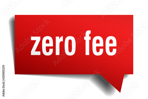 zero fee red 3d speech bubble