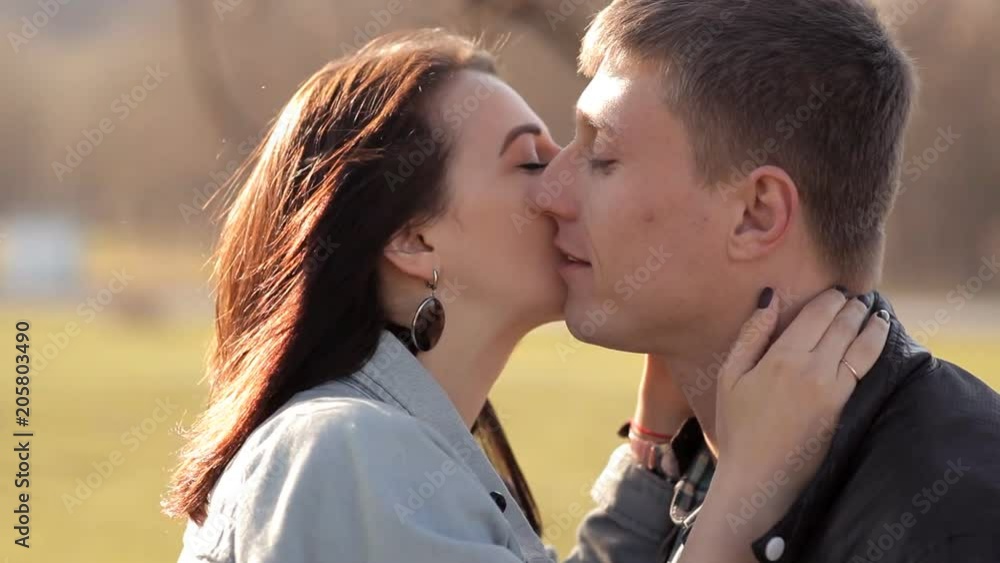 Loving couple spends time together in a recreation park Loving couple spends time together in a recreation park