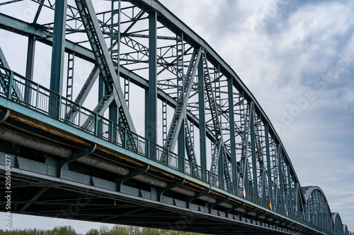 Fototapeta Naklejka Na Ścianę i Meble -  Truss road bridge over Vistula river in Torun, Poland.
