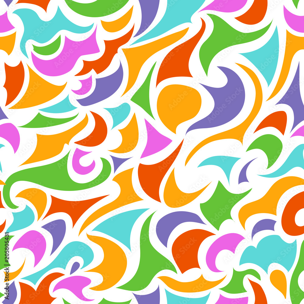 Wave abstract pastel bright colorful seamless pattern on white background. Fluid vector texture. Wave abstract pastel bright colorful seamless pattern on white background. Fluid vector texture.