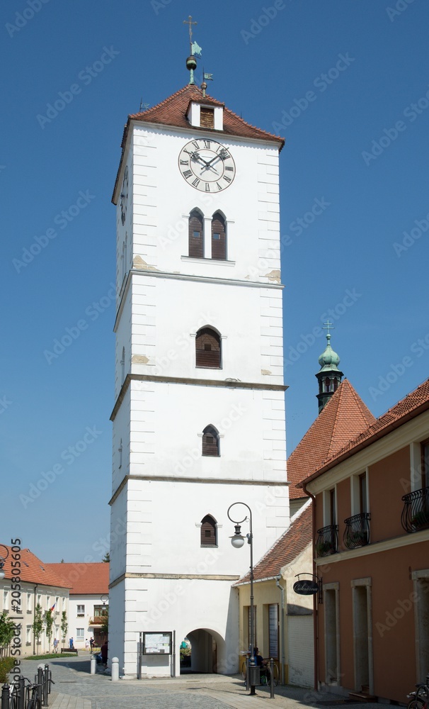 Belfry in the historic center town Straznice,eastern Moravia, Czech Republic, Europe
