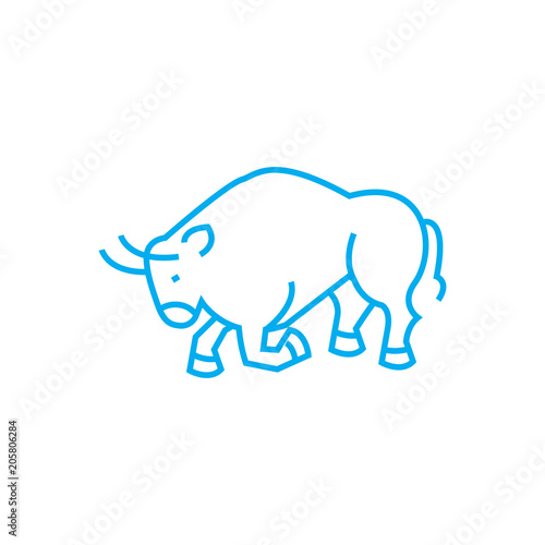 Fighting bull line icon, vector illustration. Fighting bull linear concept sign.