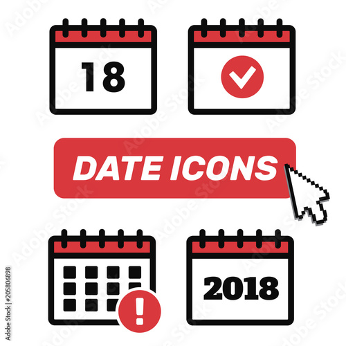 Vector calendar icons. Event add delete progress vector icons
