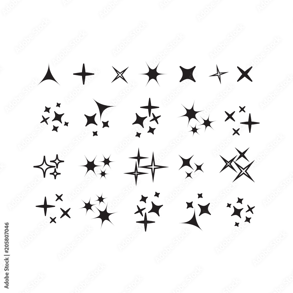 Sparkles, glowing light effect stars and bursts. Bright firework, decoration twinkle, shiny flash