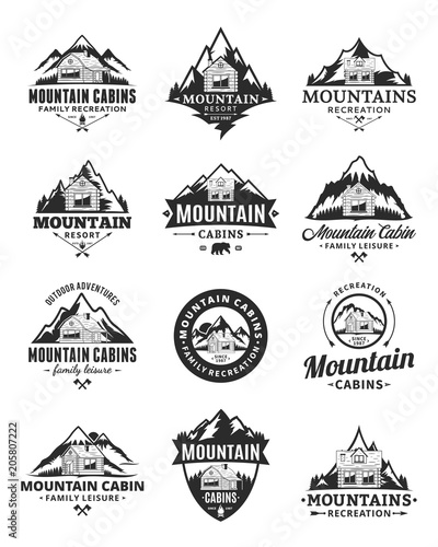 Vector mountain recreation and cabin rentals logo