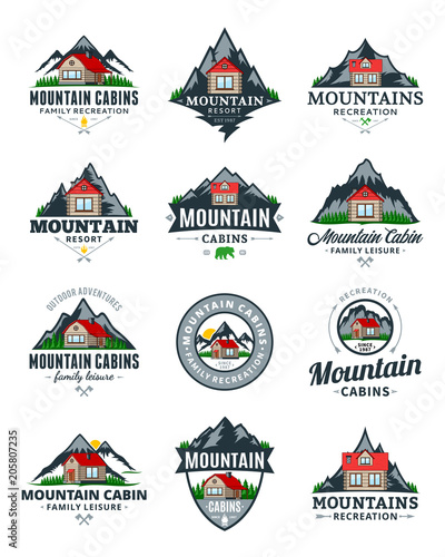 Vector mountain recreation and cabin rentals logo