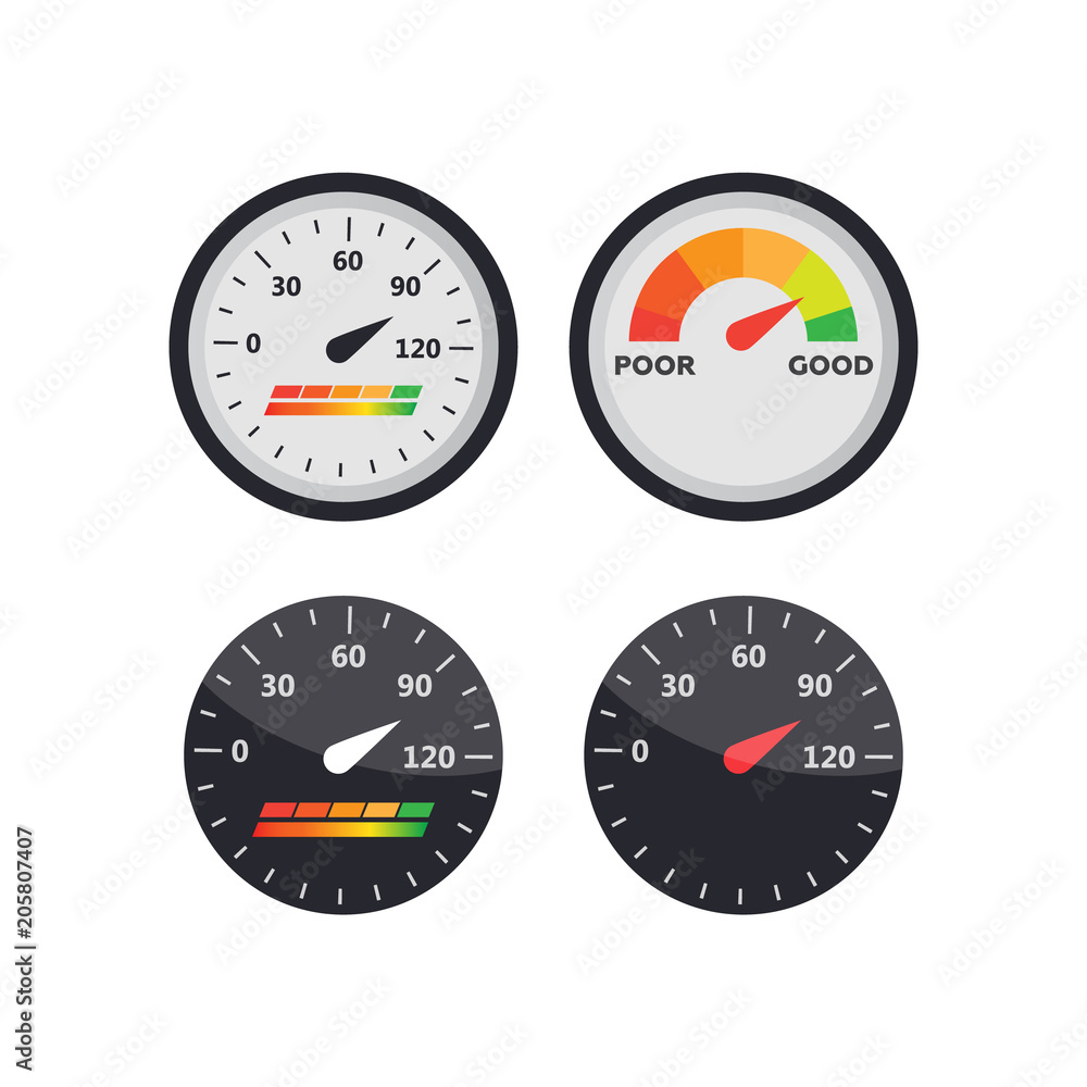 Car dashboard gauge. Speed meter vector. Arrow auto barometer