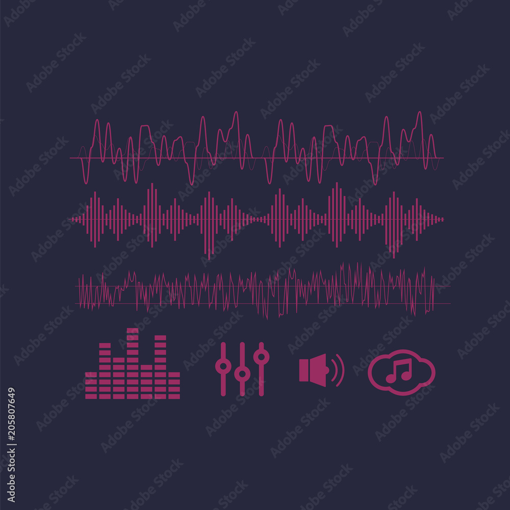 Naklejka premium Vector sound waves. Audio equalizer technology