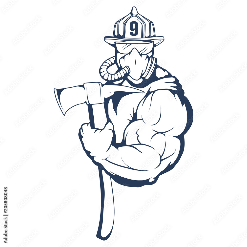 Firefighting Logo The Fireman s Head In A Mask Fire Department Label firefighting-logo-the-fireman-s-head-in-a-mask-fire-department-label