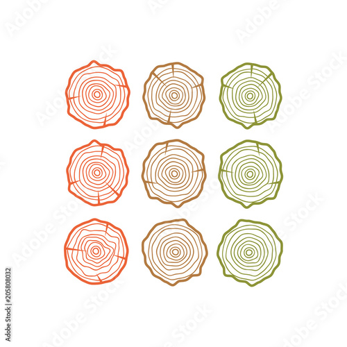 Wood poster template. Annual growth rings vector. Wood texture vector