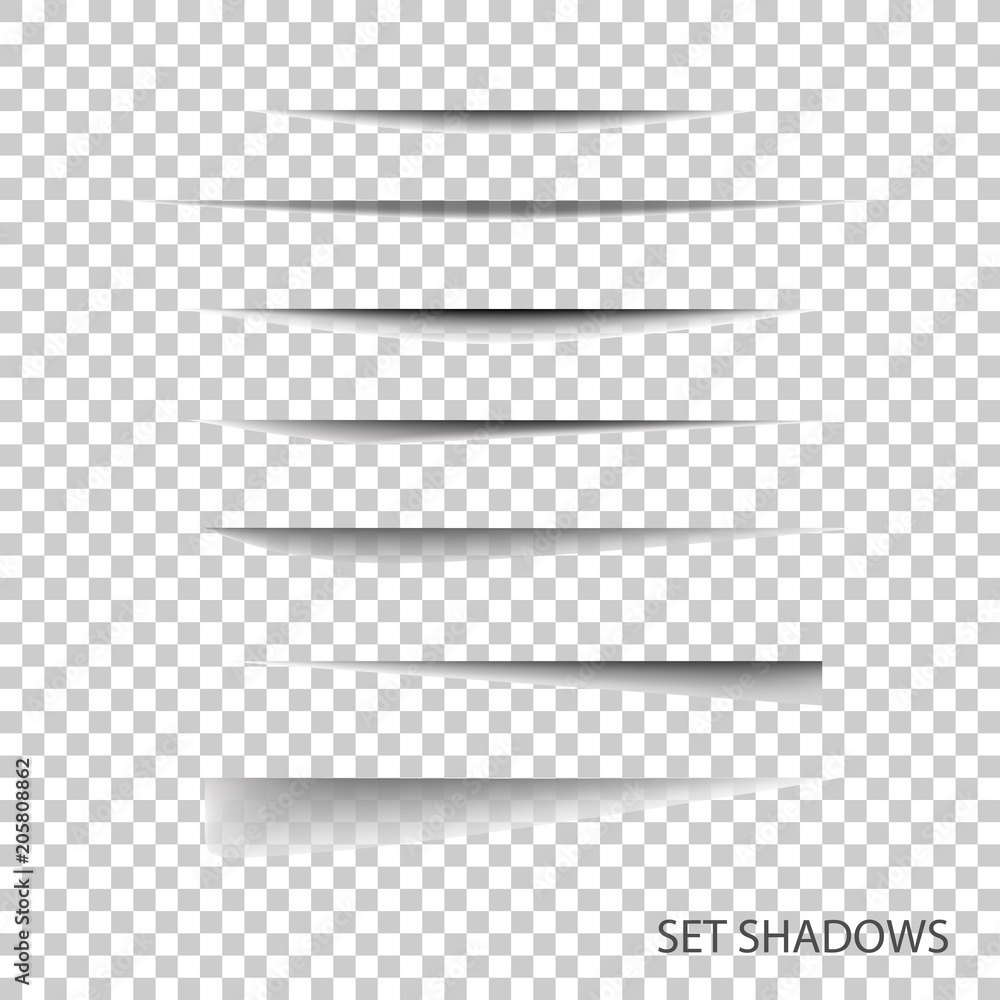 Vector set of transparent realistic shadow.