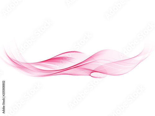 Vector pink abstract decorative wave isolated on white background