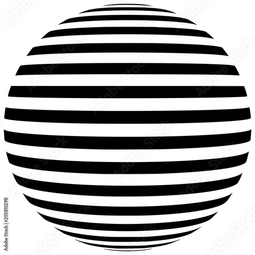 Abstract black and white striped sphere geometrical shape