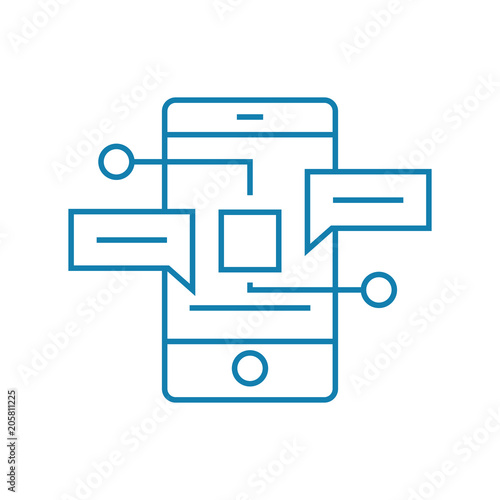 Mobile messengers line icon, vector illustration. Mobile messengers linear concept sign.