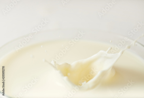 closeup view of milk splashes isolated on white background