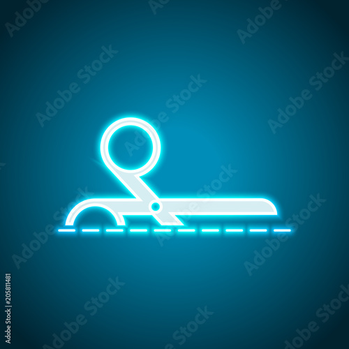 scissors icon. Neon style. Light decoration icon. Bright electric symbol
