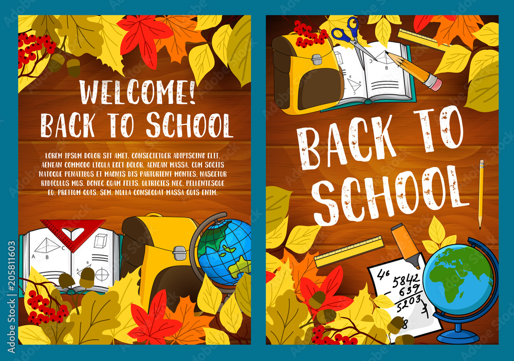Obraz premium Back to School vector autumn season poster
