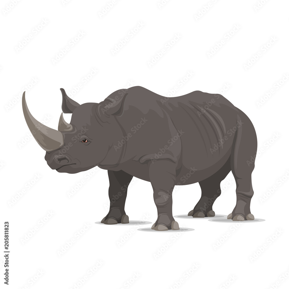 Rhinoceros vector wild animal isolated icon Rhinoceros vector wild animal isolated icon