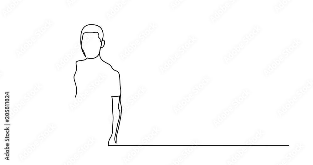 Self drawing animation of frustrated man - single line drawing Self drawing animation of frustrated man - single line drawing