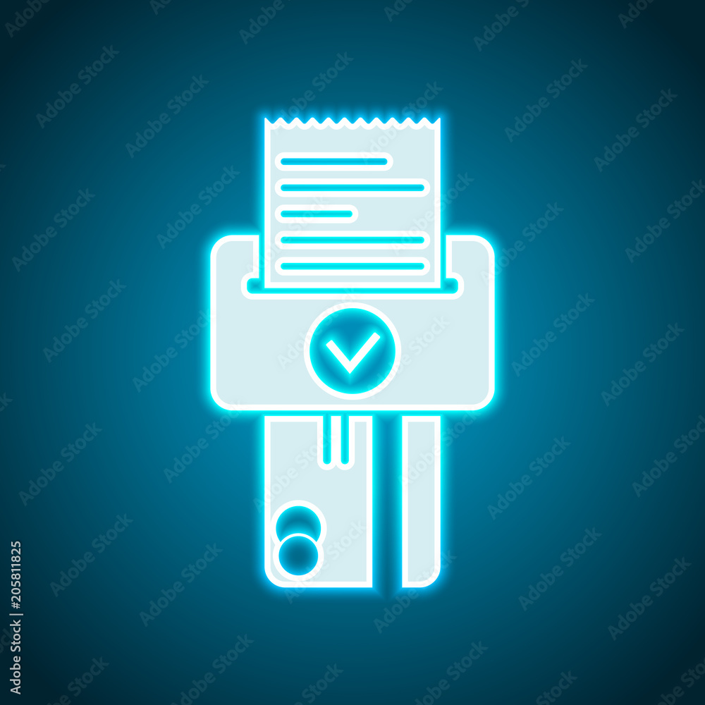 Credit card, POS terminal, success icon. Neon style. Light decoration icon. Bright electric symbol Credit card, POS terminal, success icon. Neon style. Light decoration icon. Bright electric symbol