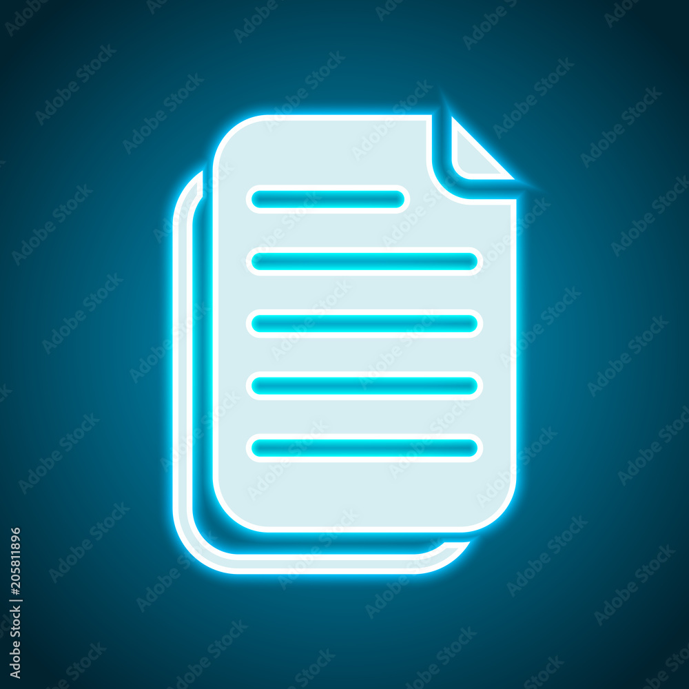 document simple icon. Neon style. Light decoration icon. Bright electric symbol document simple icon. Neon style. Light decoration icon. Bright electric symbol