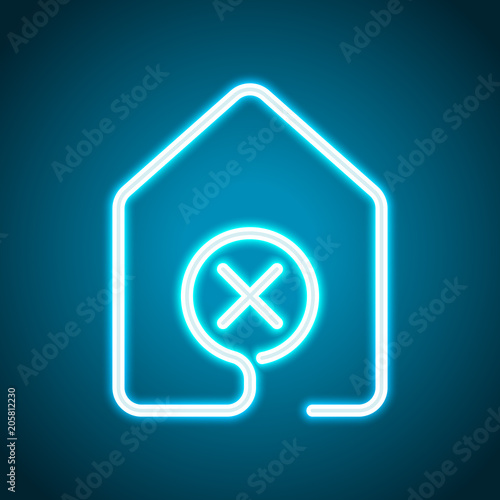 Free Download house with wrong mark icon. line style. Neon style. Light decoration icon. Bright electric symbol - GFXLoad