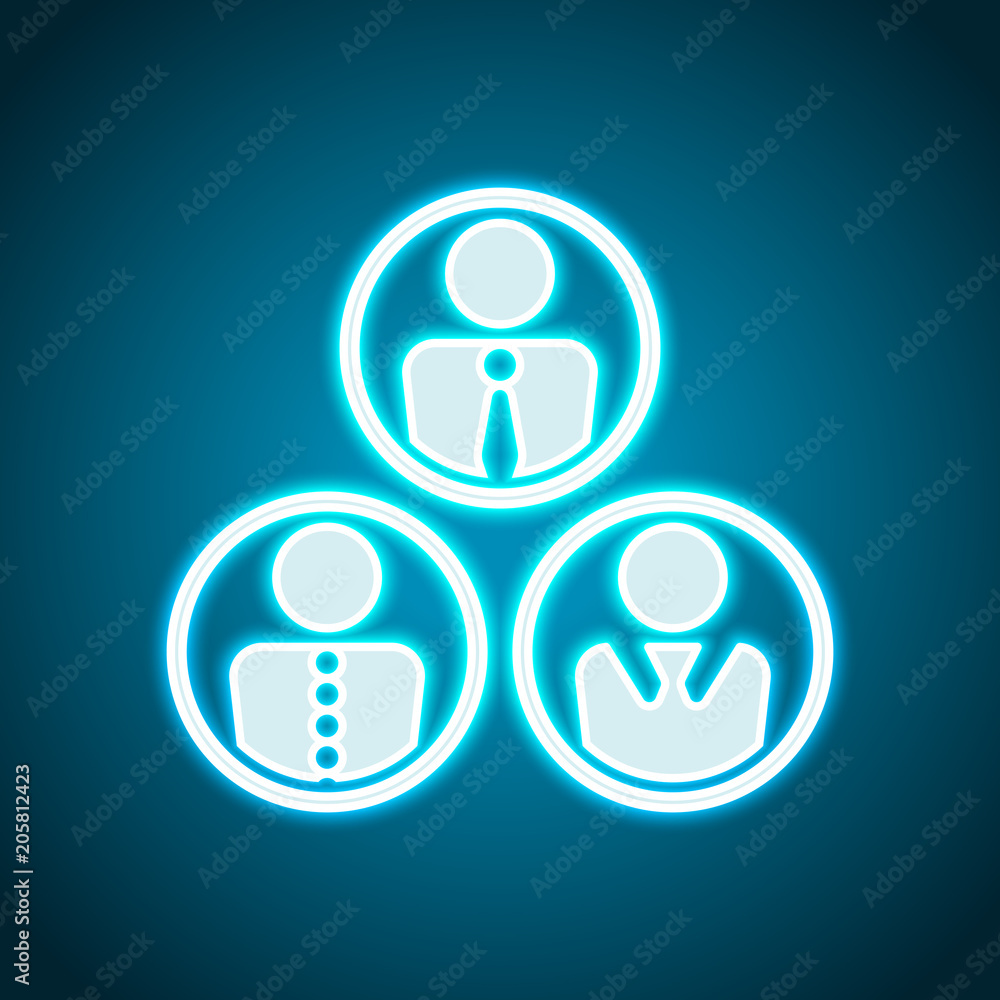 office people, team. Neon style. Light decoration icon. Bright electric symbol office people, team. Neon style. Light decoration icon. Bright electric symbol