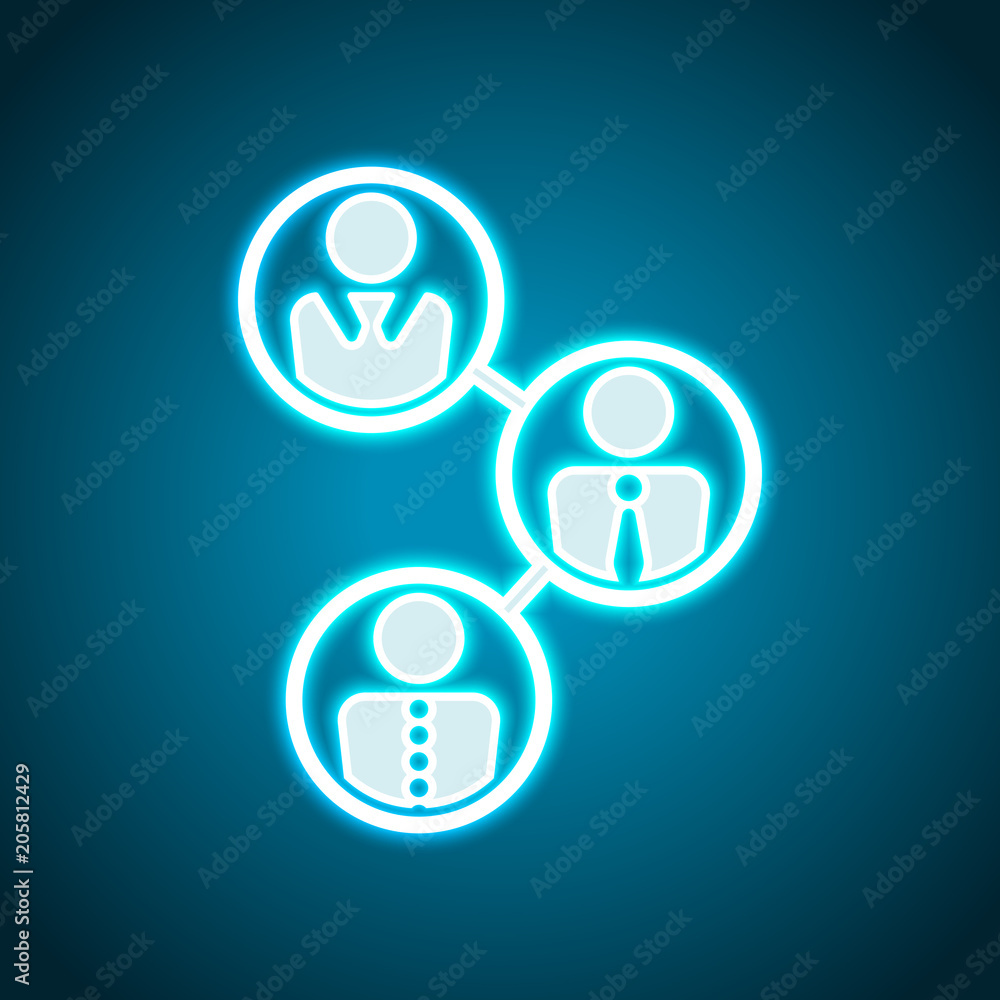 office people, team. Neon style. Light decoration icon. Bright electric symbol office people, team. Neon style. Light decoration icon. Bright electric symbol