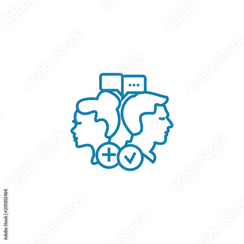 Opposite views line icon, vector illustration. Opposite views linear concept sign.
