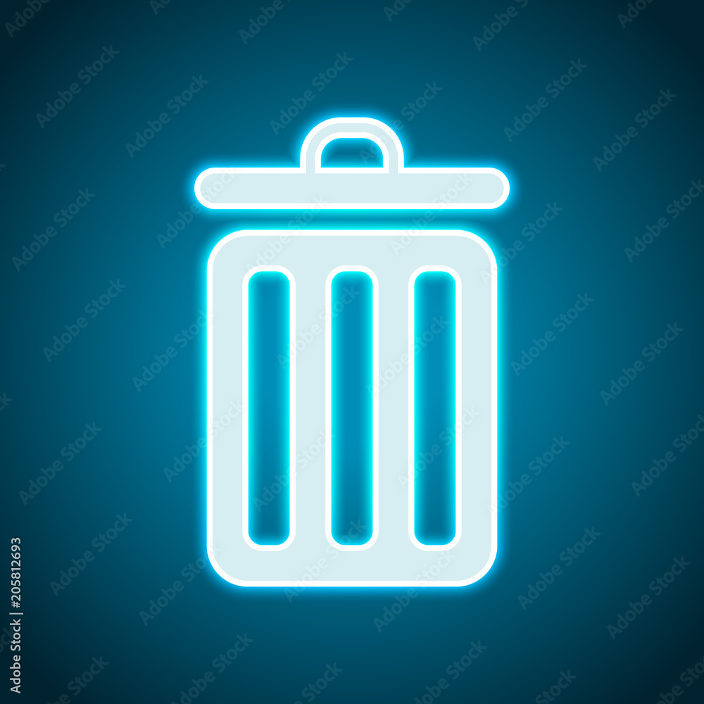 trash bin. simple icon. Neon style. Light decoration icon. Bright electric symbol trash bin. simple icon. Neon style. Light decoration icon. Bright electric symbol