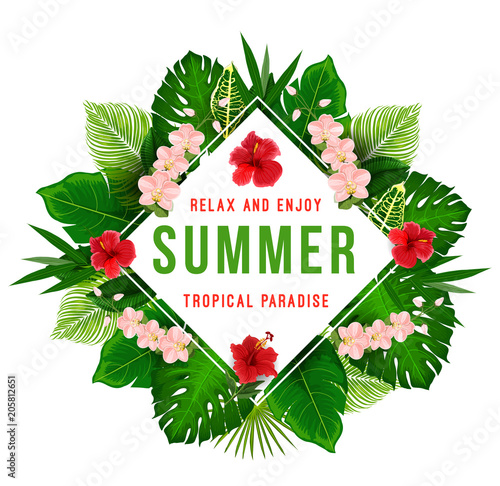 Summer tropical poster for exotic vacation design