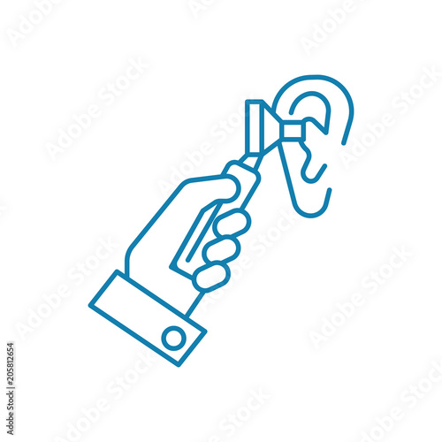 Otolaryngological examination line icon, vector illustration. Otolaryngological examination linear concept sign.