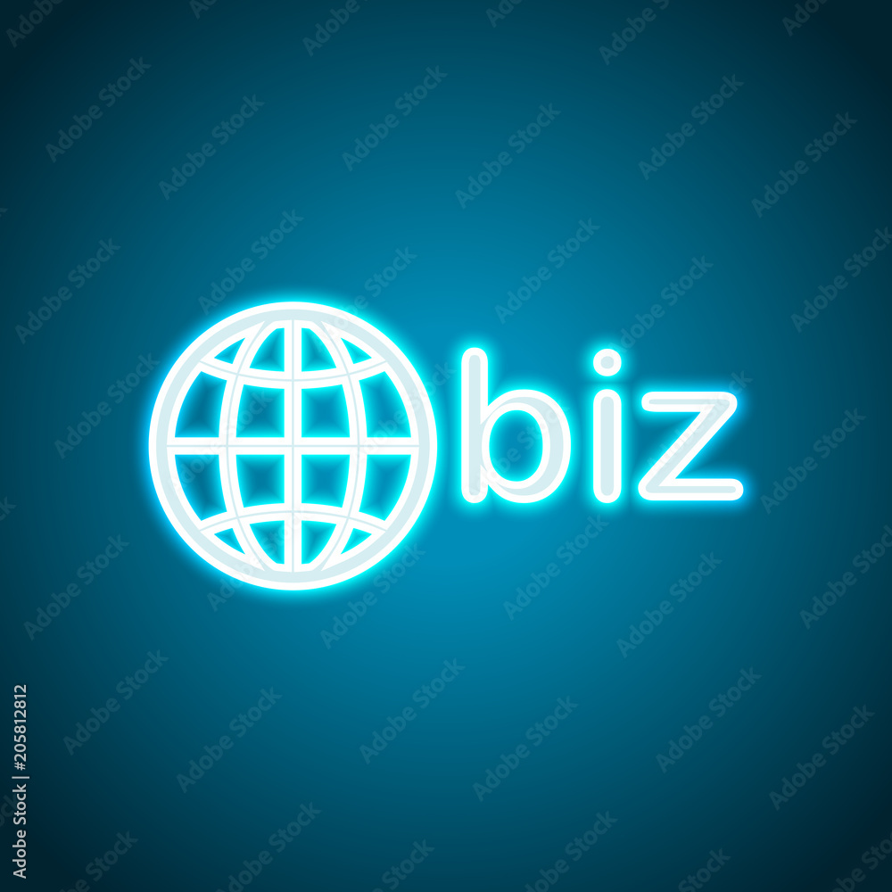 Brig Utroskab Prædiken domain for business, globe and biz. Neon style. Light decoration icon.  Bright electric symbol Stock Vector | Adobe Stock