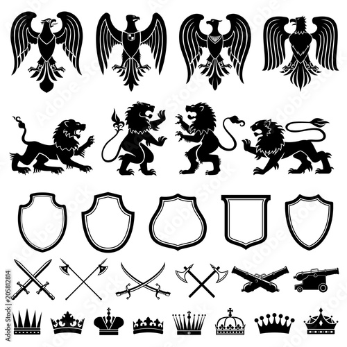 Heraldic elements vector set