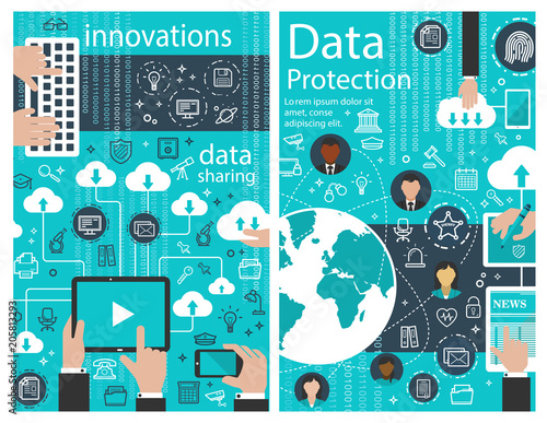 Data protection internet innovation vector poster