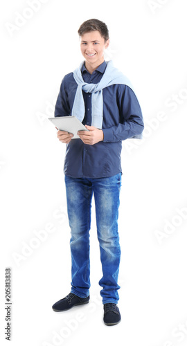 Stylish teenager using tabl...