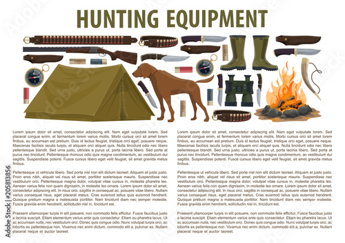 Hunting equipment vector template