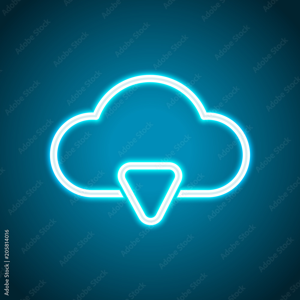 outline cloud download simple icon. linear symbol with thin outline. Neon style. Light decoration icon. Bright electric symbol outline cloud download simple icon. linear symbol with thin outline. Neon style. Light decoration icon. Bright electric symbol