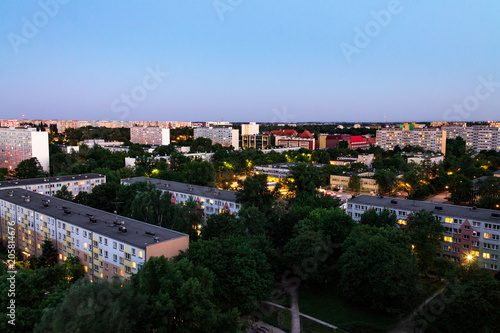 Night landscape of the city of Wroclaw, home from the height