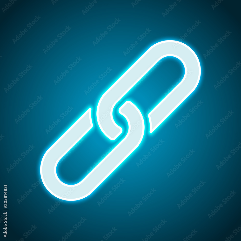 Link icon. Hyperlink chain symbol. Simple icon. Neon style. Light decoration icon. Bright electric symbol Link icon. Hyperlink chain symbol. Simple icon. Neon style. Light decoration icon. Bright electric symbol