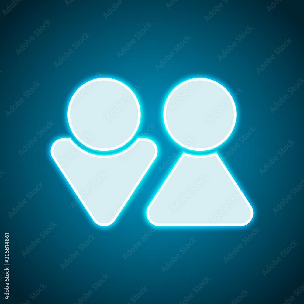 Set of male and female symbols. Simple icon. Neon style. Light decoration icon. Bright electric symbol Set of male and female symbols. Simple icon. Neon style. Light decoration icon. Bright electric symbol