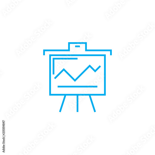 Presenting interim results line icon, vector illustration. Presenting interim results linear concept sign.
